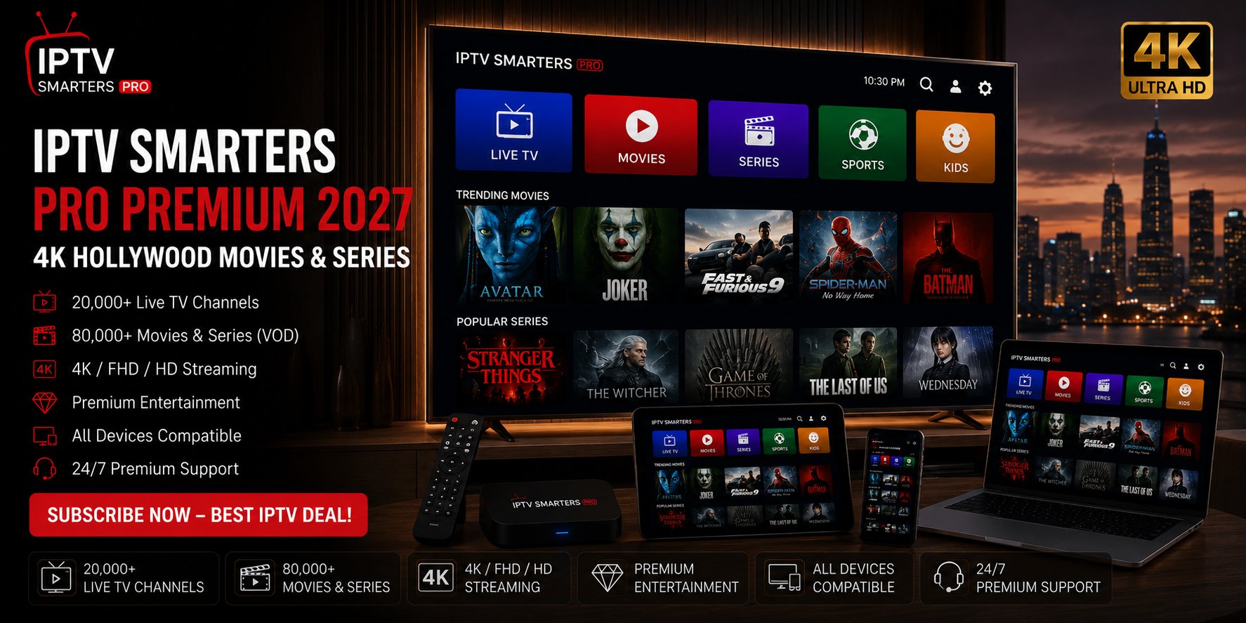 IPTV Smarters Pro Premium 2027 – 4K Hollywood Movies & Series
