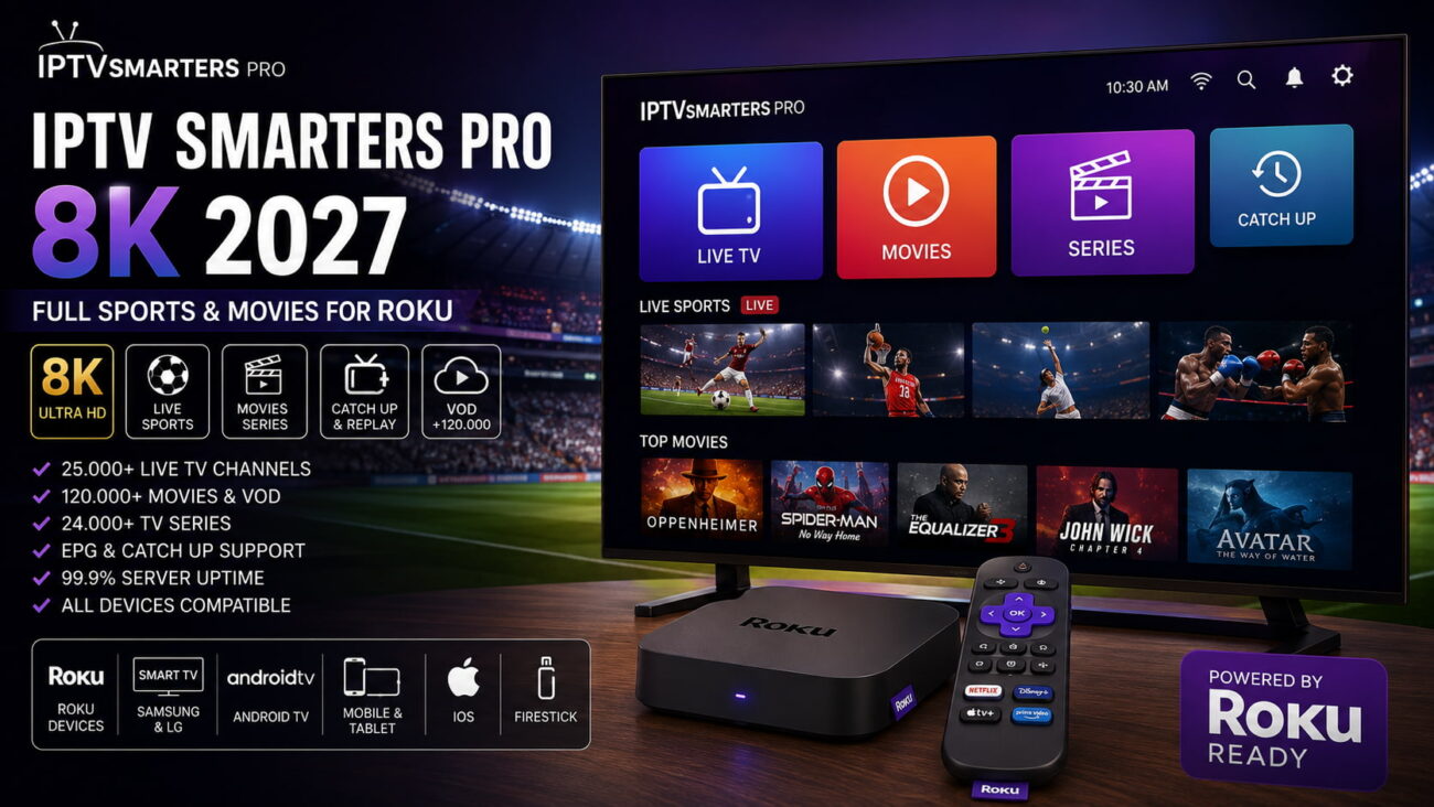 IPTV Smarters Pro 8K 2027 – Full Sports & Movies for Roku
