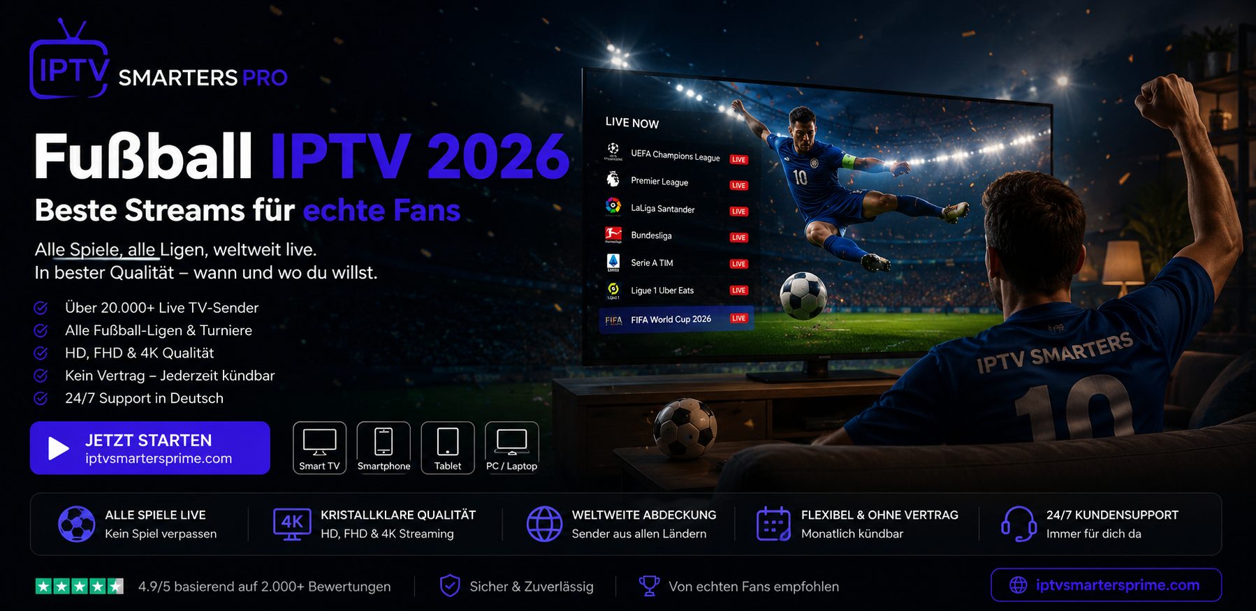 IPTV Smarters Pro Luxembourg – Streaming Sportif Premium en 4K